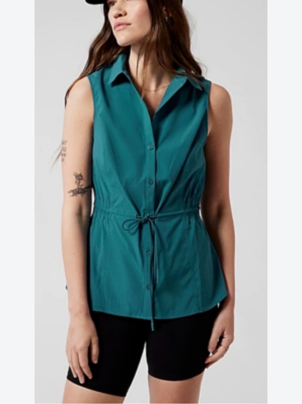 NWT Athleta Levitate Poplin Quick Dry Tank in Borealis Green Size Medium